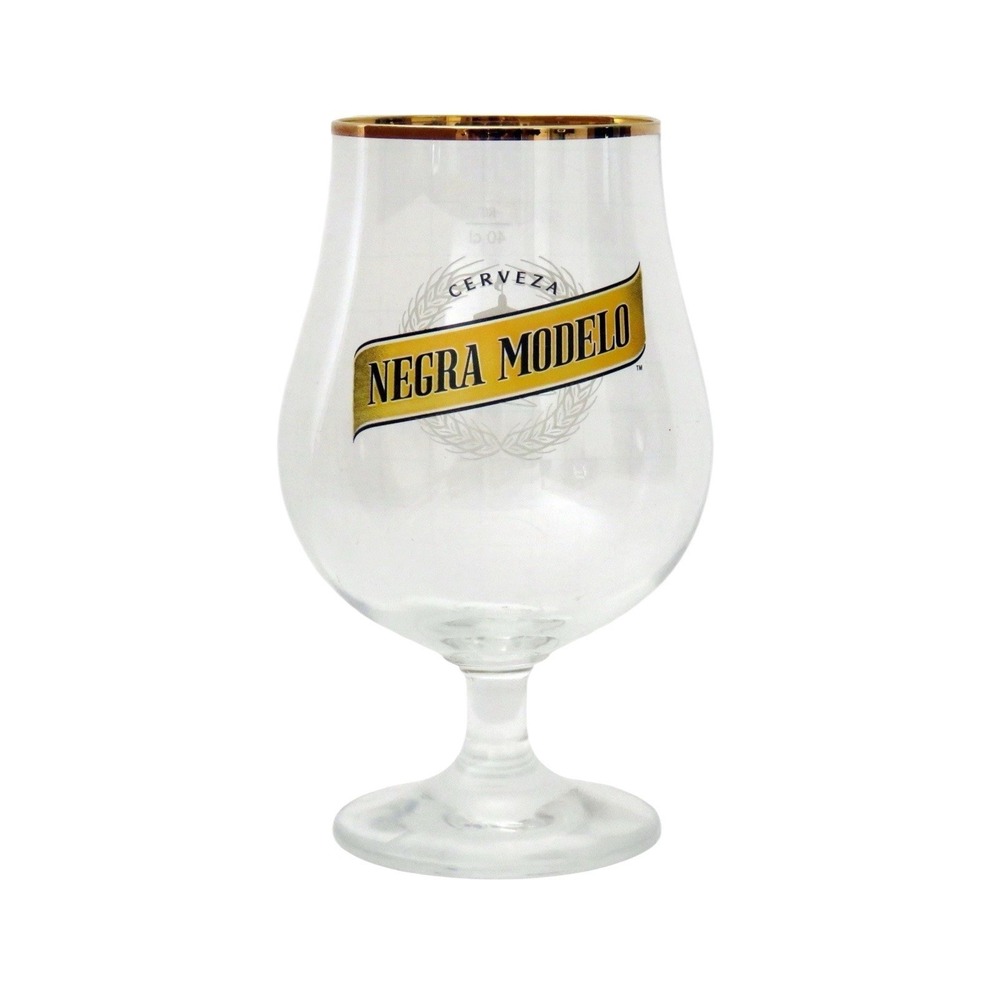 Negra Modelo Cerveza Gold Rim Signature‎ Tulip Style Chalice Glass
